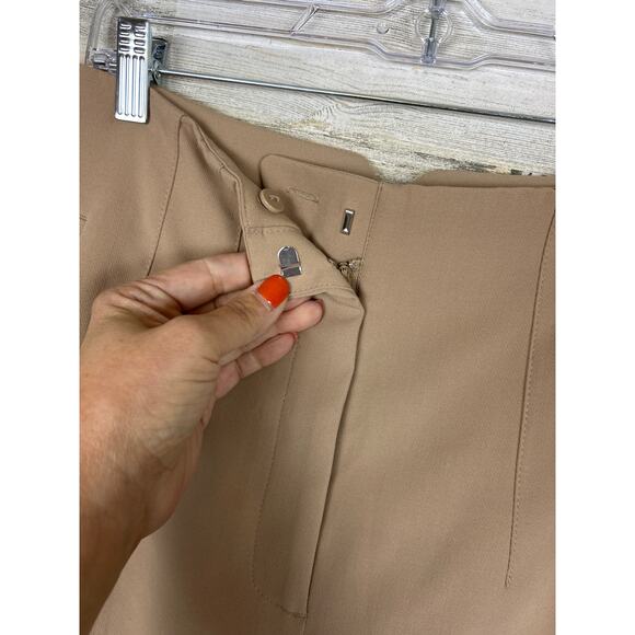 Zara Women’s L Khaki High Waisted Tapered Leg Zip Fly Dress Pants NEW - Picture 4 of 6